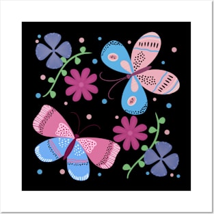 Pink and Blue Butterflies Posters and Art